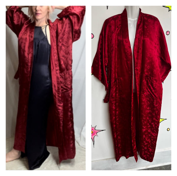 Vintage | Red Silk Kimono Robe Geisha | New with Tags | Size M