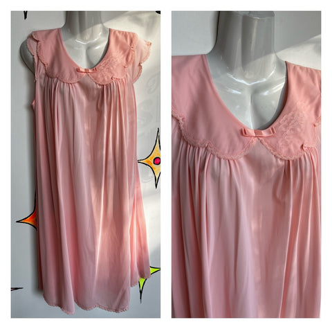 Vintage 60s | Pink Shadow Line Slip Mini Dress | Size Medium