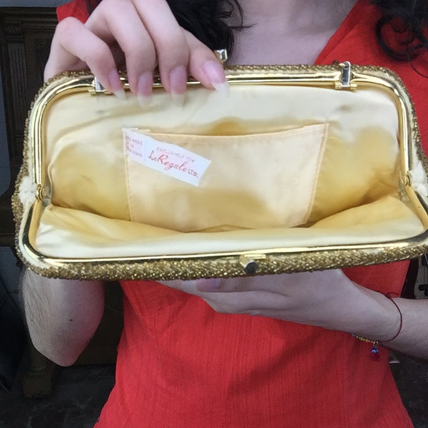 Vintage La Regale Kiss Lock Beaded Purse Evening Handbag Clutch