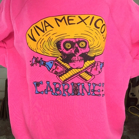 Vintage 90s | Deadstock | Hot Pink Viva Mexico Sweatshirt | XL