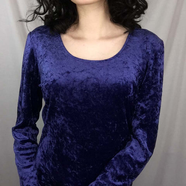 Vintage 90s | Purple Crushed Velvet Boho Grunge Mini Dress by All that Jazz | S