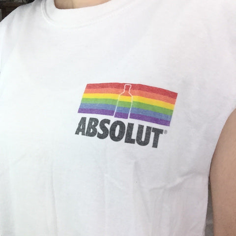 Vintage 90s | Absolut Vodka Rainbow Pride Sleeveless T Shirt | L
