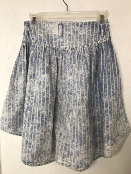 Vintage 80s Cherokee Acid Wash Denim High Waisted Retro Party Mini Skirt XS S