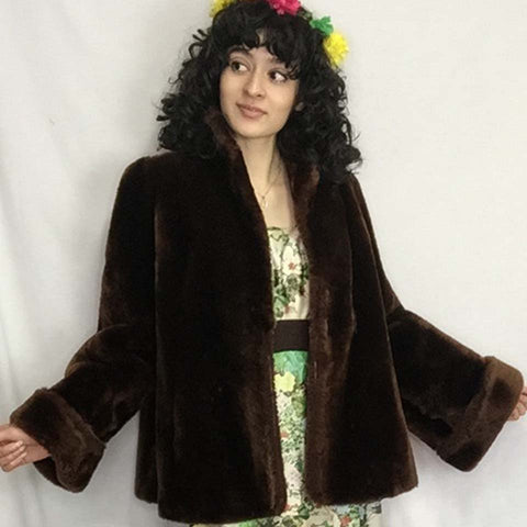 Vintage 50s 60s 70s | Mouton Sheepskin Fur Bohemian Coat | One Size