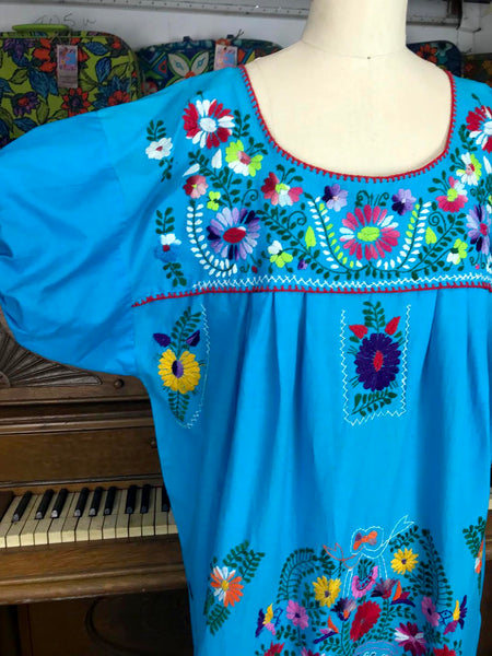 Vintage | Mexican MuuMuu Woven Hand Embroidered Ethnic Dress Boho Festival | XL