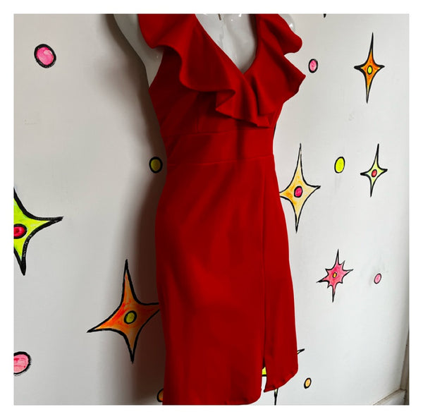 Vintage 1960s 60s | Red GoGo Mod A Line Mini Dress | Size S