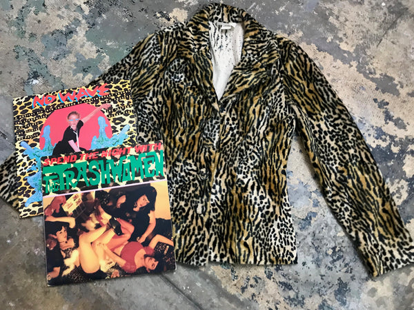 Vintage70s 80s | Faux Fur Leopard Print Glam Jacket Bohemian Pinup Mod | SM