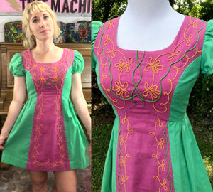 Vintage 60s | Hippie Mod Flower Power Dress Groovy Baby Doll Mini dress | XS