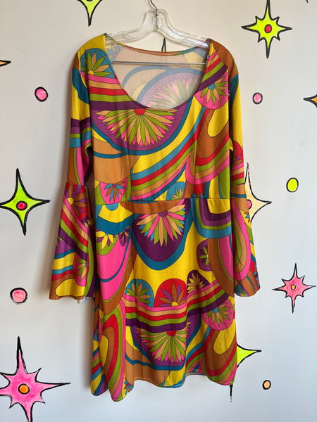Vintage 90s does 60s | Psychedelic Mini Dress GoGo Mod Groovy Costume | Large