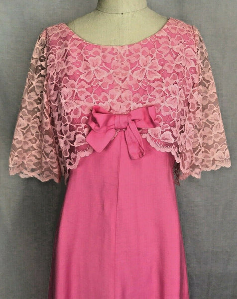 Rare Collectable Retro | 1960's Pink EMMA DOMB Empire Full length Cocktail Dress / Party Dress / Mad Men S