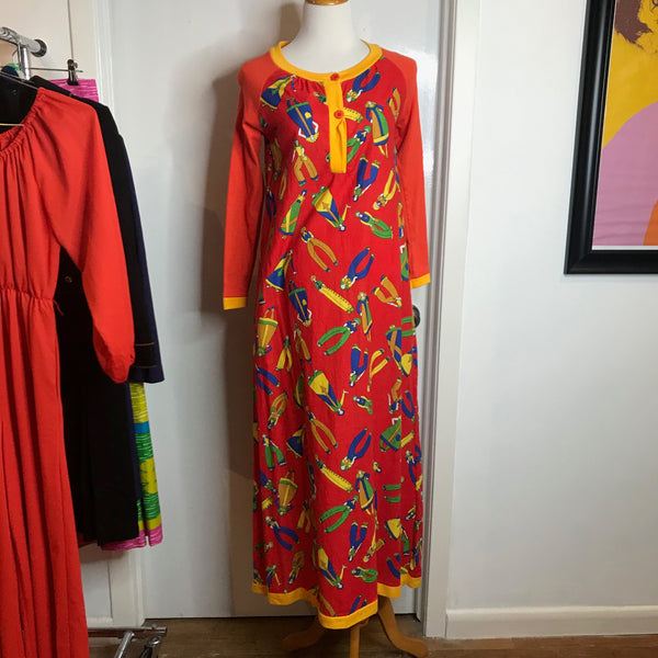 Vintage 60s 70s | MOD Groovy Psychedelic Art Peter Max Dress | S/M