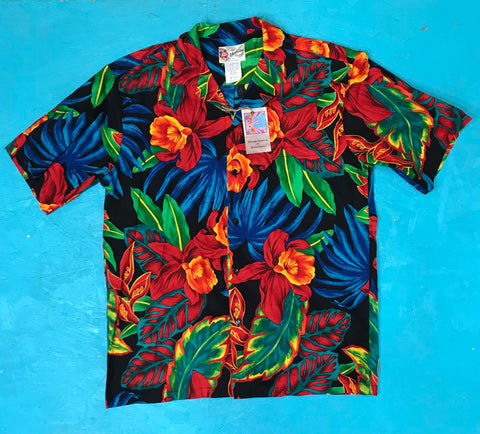 Vintage Hilo Hattie Mens Hawaiian Tiki Vacation Shirt Size M