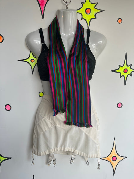 Vintage Lux Rainbow Stripe Silk Scarf