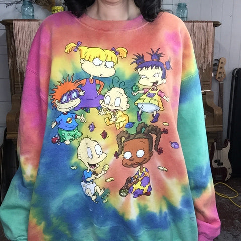 Vintage 90s | RUGRATS Tie Dye Pullover Cozy Sweatshirt | Size L