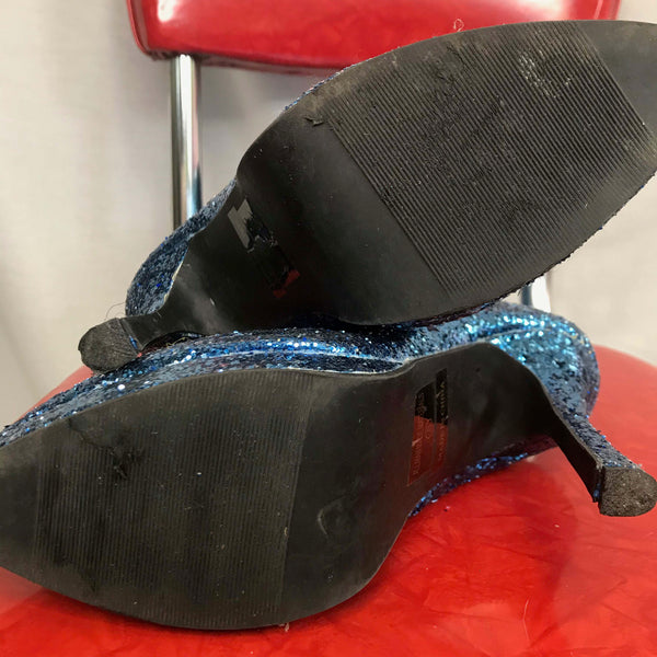Bowie Inspired | Blue Glitter Stiletto GoGo Platform Heel Boots | Ellie | Size 8