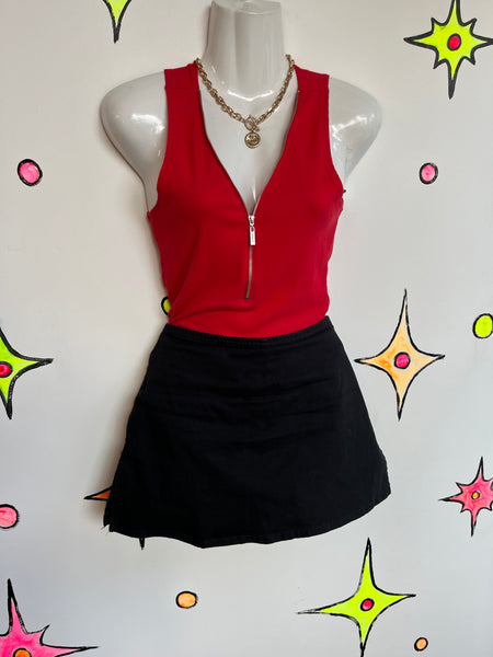 Vintage 90s | Black Mini Skort Skirt | S