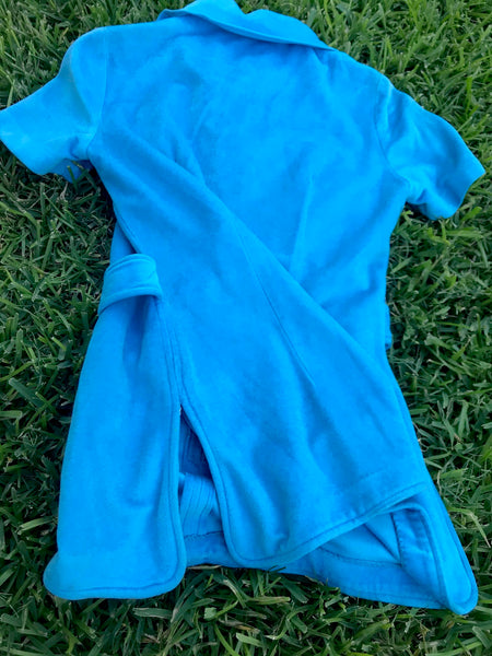 Vintage 60s 70s | Blue Velour GoGo Mod Scooter Zip Up Groovy Mini dress | M