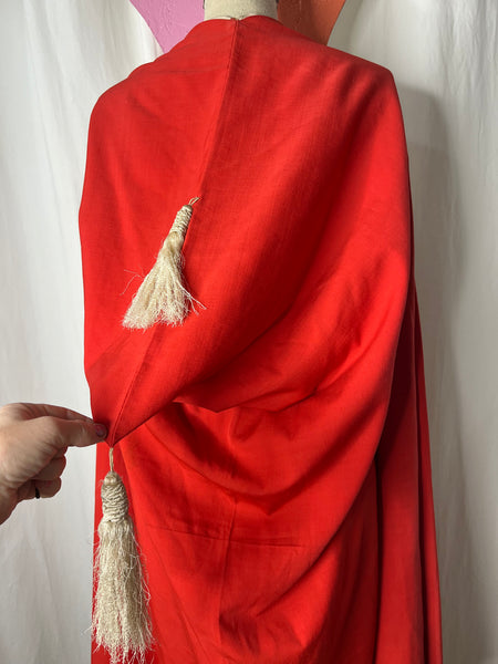 Vintage 1940s | Red Hooded Cape Cloak Costume | Free Size