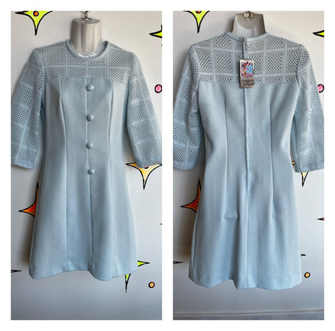 Vintage 60s 70s | Light Blue Mod GoGo Mini Dress | Size Small