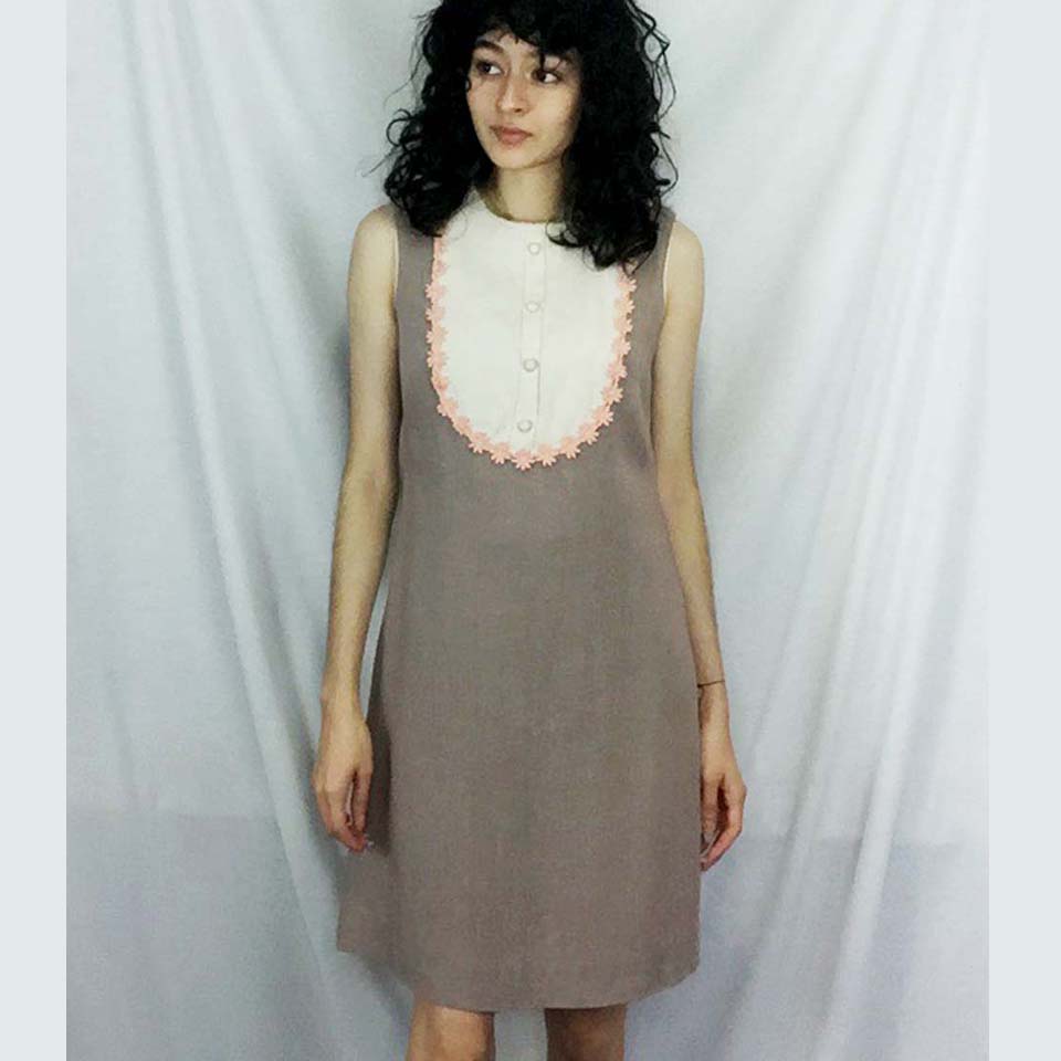 Vintage 60s  | MOD Daisy Trim Twiggy GoGo Mini A Line Dress | S