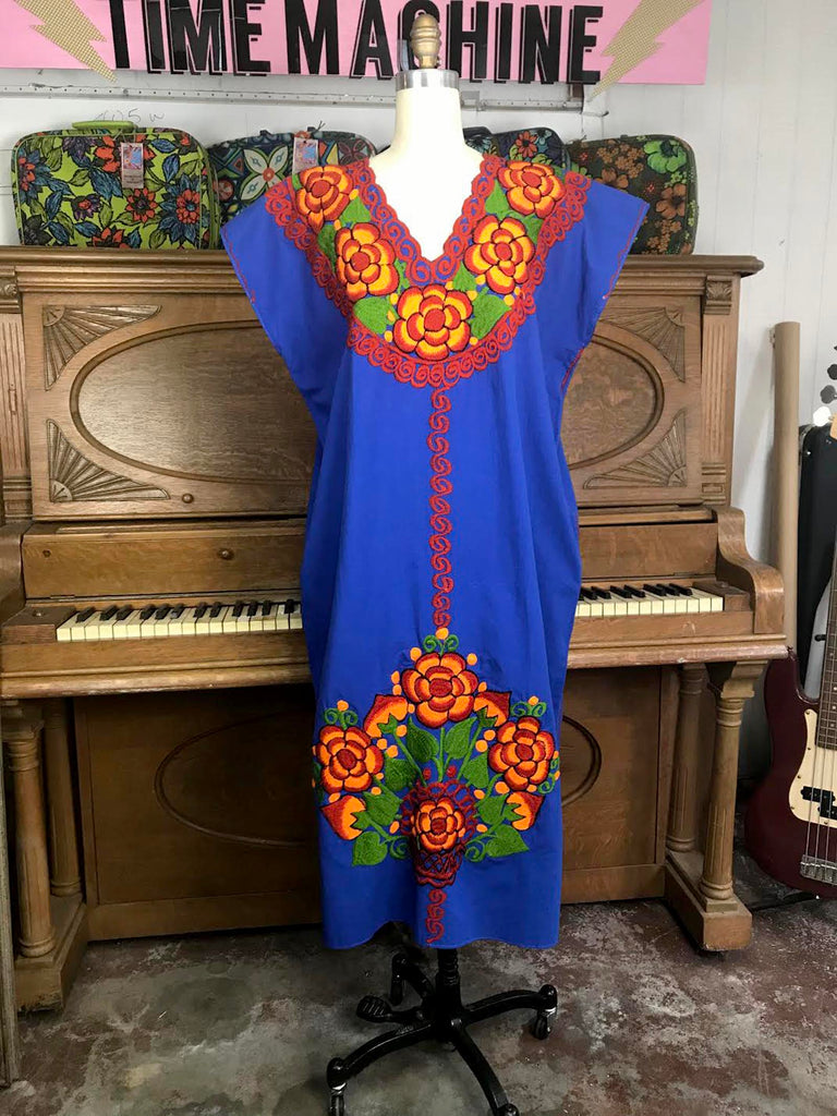 VTG 70s | Mexican Oaxacan Style MuuMuu Embroidered Caftan Boho Dress | Fashion Time Machine VTG 70s | Mexican Oaxacan Style MuuMuu Embroidered Caftan Boho Dress | Fashion Time Machine
