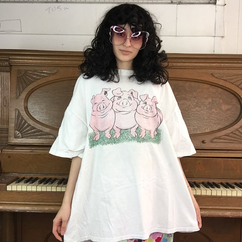 Vintage 80s 90s | Pigs Novelty T Shirt | Size XXL