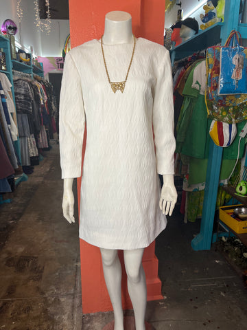 Vintage 1960s 70s | Groovy White GoGo Mod Mini Dress | Size L