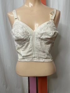 Vintage 1960s Playtex Bra | White Lace Bustier Pin up Lingerie | 38B