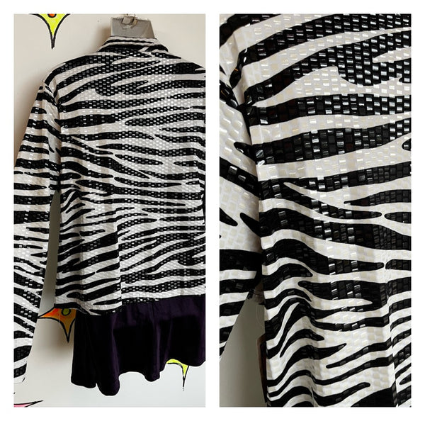Vintage 90s Y2K | Zebra Print Sequined Jacket | L XL