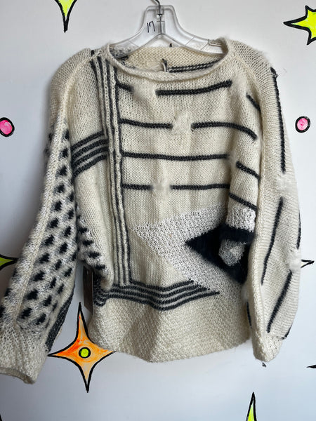Vintage 80s 90s | Oversized Chunky Cozy Mohair Angora Abstract Sweater
