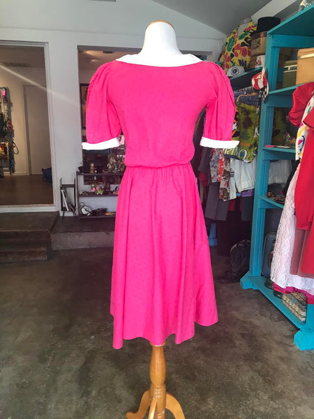 Vintage Collared Peter Pan Babydoll Dress 70s Mod Mini Dolly Trim Sixties Lolita 1970s Small