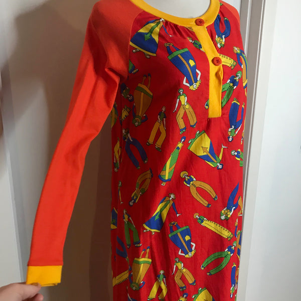 Vintage 60s 70s | MOD Groovy Psychedelic Art Peter Max Dress | S/M