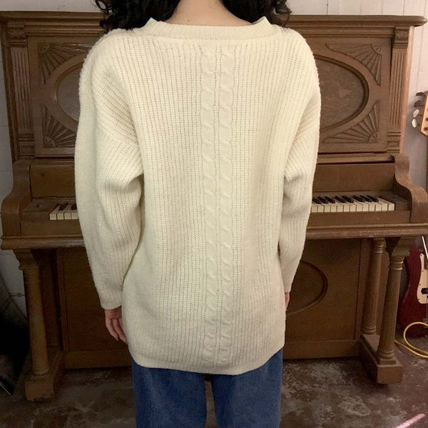 Vintage 90s | Gap Wool Cable Knit Oversized Pullover Cozy Sweater | S