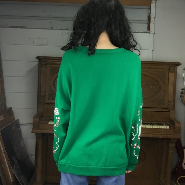 Vintage 80s | Cat Puffy Paint Ugly Christmas Sweatshirt Sweater | L/XL