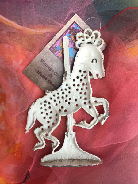 VTG 60s | Carousel Pony Pastel Pink Horse Figurine Earring Tree Jewelry Holder