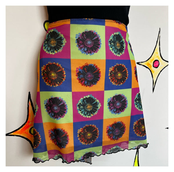 Vintage 90s? | Delias Mesh Rainbow Pop Art Mini Skirt | XL