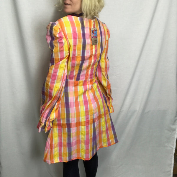 Vintage 1960s 60s | Pink Groovy GoGo Mod Puff Sleeve Mini Dress | S/M