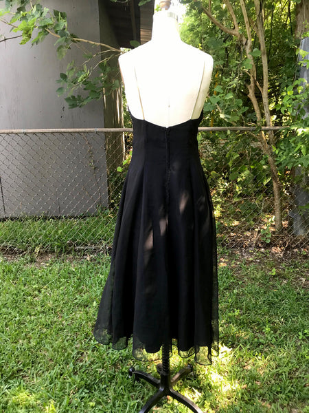 VTG 90s | Black Gold Mini Dress Grunge Slip Empire Formal Party Formal Prom | S