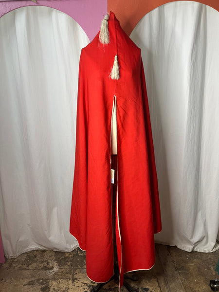 Vintage 1940s | Red Hooded Cape Cloak Costume | Free Size