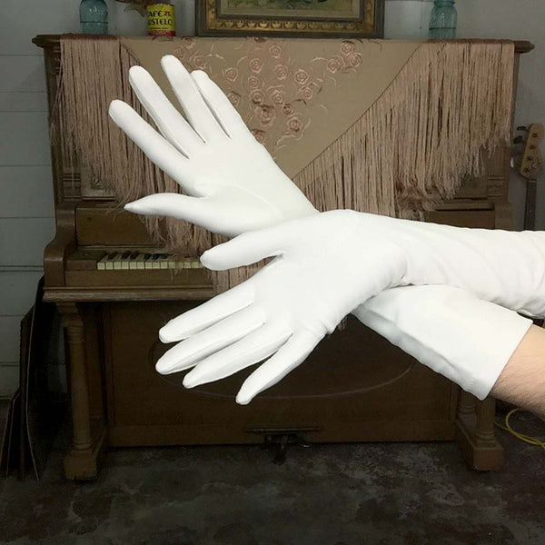 Vintage 50s 60s | White Cream Nylon gloves