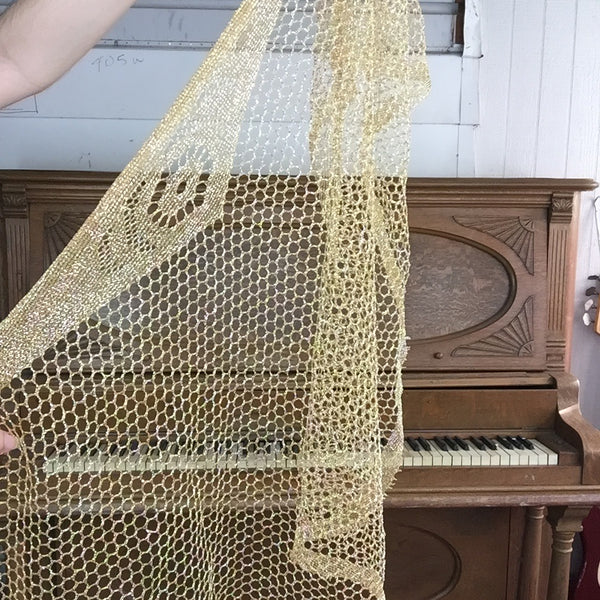 Vintage 50s 60s | Metallic Gold Mesh Shawl MOD Scarf