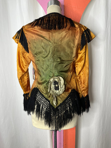 Vintage 1940s | Victorian Costume Fringe Jacket Art Deco Halloween| Size Small