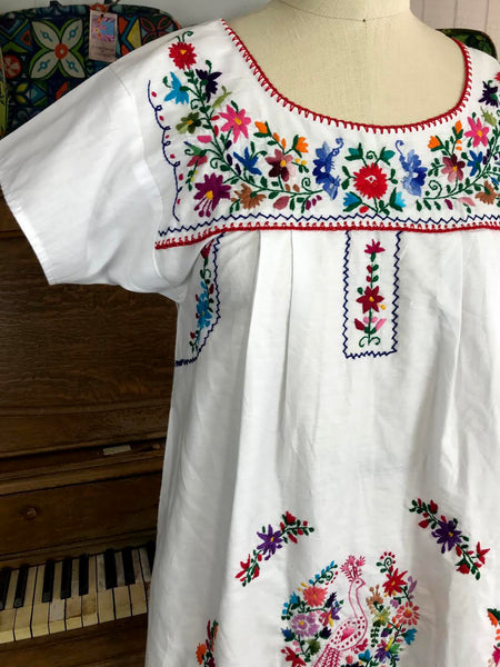 Vintage | Mexican MuuMuu Woven Hand Embroidered Ethnic Dress Boho Festival | S