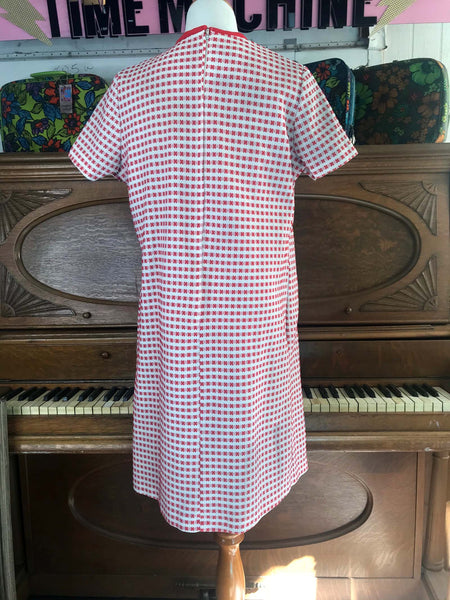 Vintage 60s 70s | Red GoGo Mod Scooter Space Age Dress Groovy Minidress | XL
