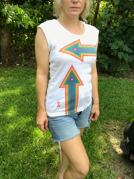 Vintage 90s does 70s | Groovy Rainbow Club Kid Grunge Skater Girl Tee T Shirt S