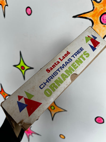 Vintage Midcentury | 1960s Santa Land Christmas Tree Ornaments in Original Box