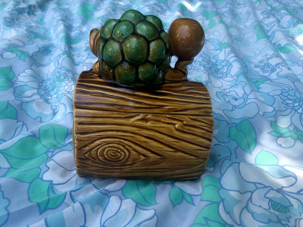 Vintage 70s | Mushroom Shroom Turtle Trinket Dish Catchall Cookie Jar with Lid