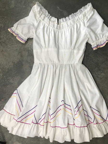 VTG Mexican Prairie Square Dancing Dress Fit and Flare Pinup Cotton Swing XL