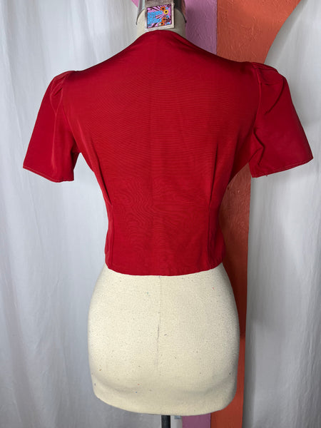 Vintage 1940s | Charming Red and Gold Cropped Bolero Jacket or Top | Size S