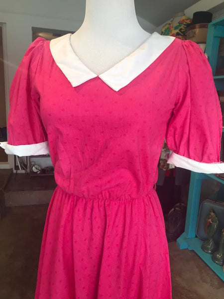 Vintage Collared Peter Pan Babydoll Dress 70s Mod Mini Dolly Trim Sixties Lolita 1970s Small